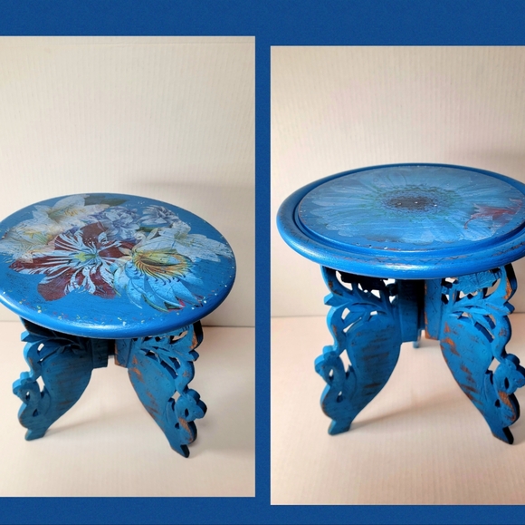 Other - 12" Rustic Adorable Old Wood Floral Table